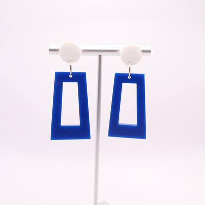 Blue and White Acrylic Game Day Earrings