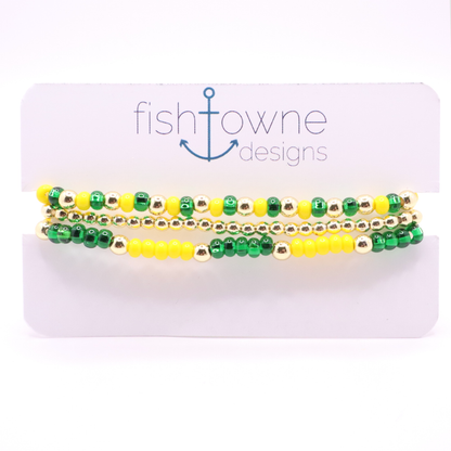Green and Yellow Game Day Bracelet Stack | The Classic Game Day Collection