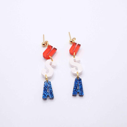 USA July Fourth Acrylic Earrings