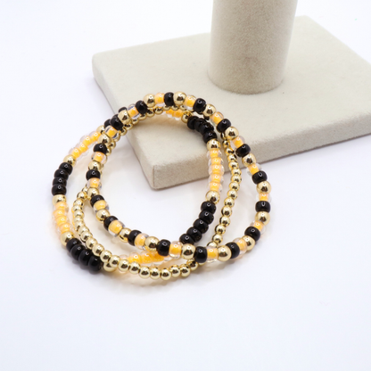 Black and Gold Game Day Bracelet Stack | The Classic Game Day Collection