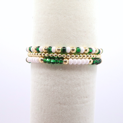Green and White Game Day Bracelet Stack | The Classic Game Day Collection