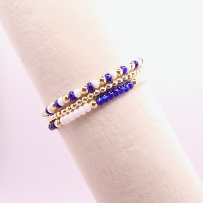 Blue and White Game Day Bracelet Stack | The Classic Game Day Collection