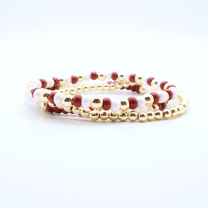 Burgundy and White Game Day Bracelet Stack | The Classic Game Day Collection