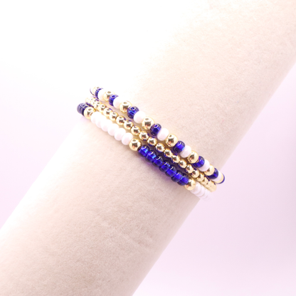 Blue and White Game Day Bracelet Stack | The Classic Game Day Collection