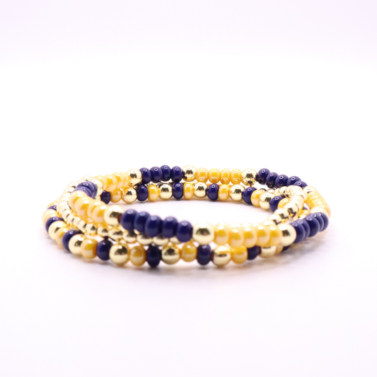 Navy and Gold Game Day Bracelet Stack | The Classic Game Day Collection