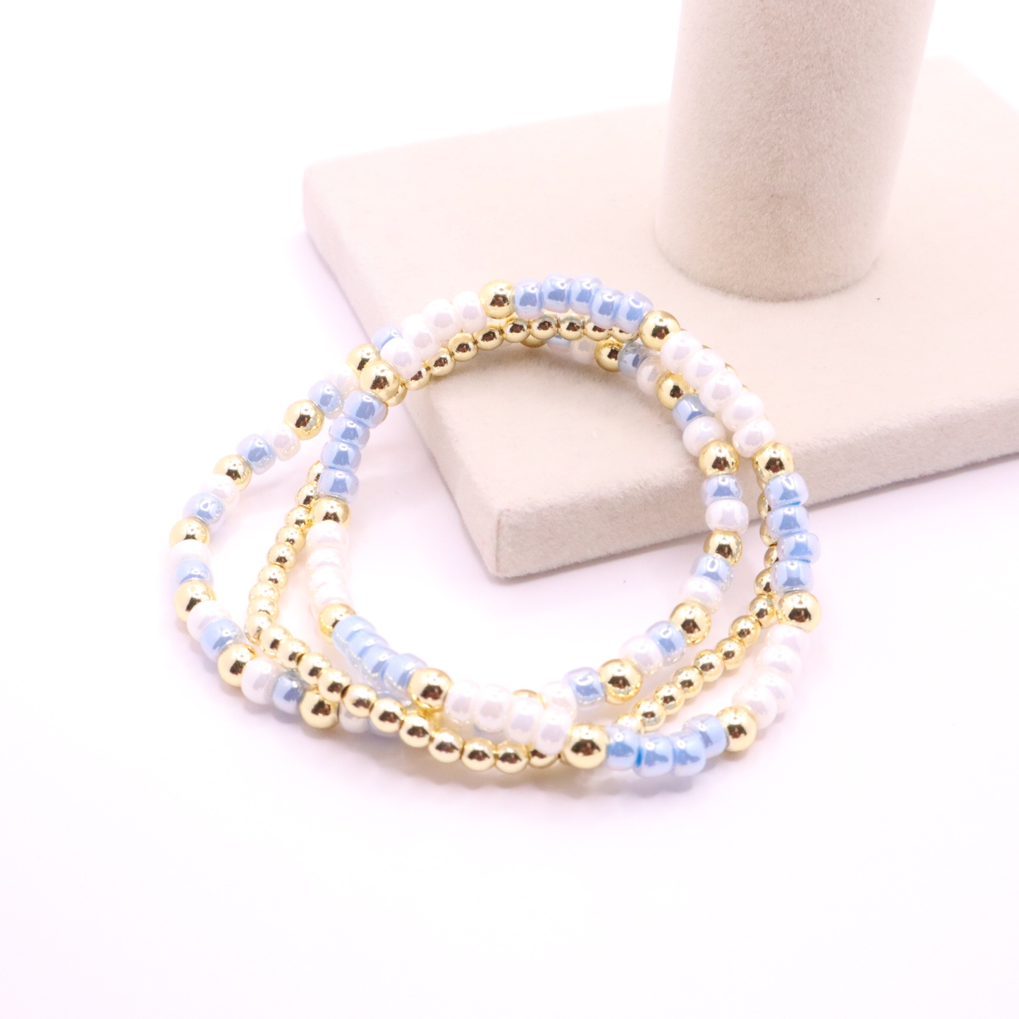 Light Blue and White Game Day Bracelet Stack | The Classic Game Day Collection