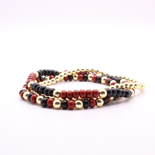 Burgundy and Black Game Day Bracelet Stack | The Classic Game Day Collection