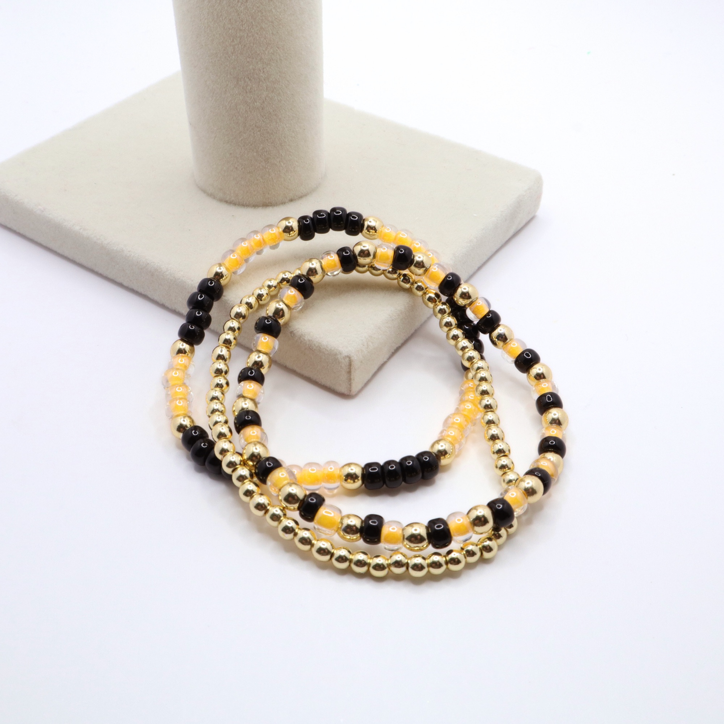Black and Gold Game Day Bracelet Stack | The Classic Game Day Collection