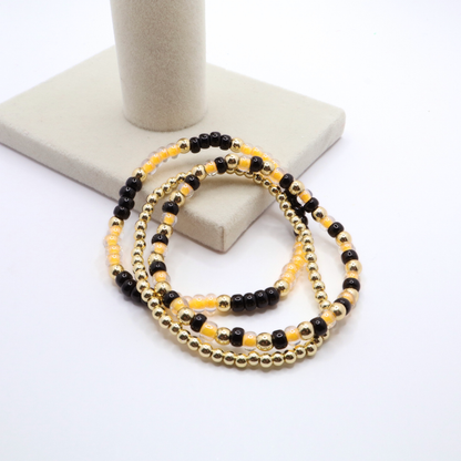 Black and Gold Game Day Bracelet Stack | The Classic Game Day Collection