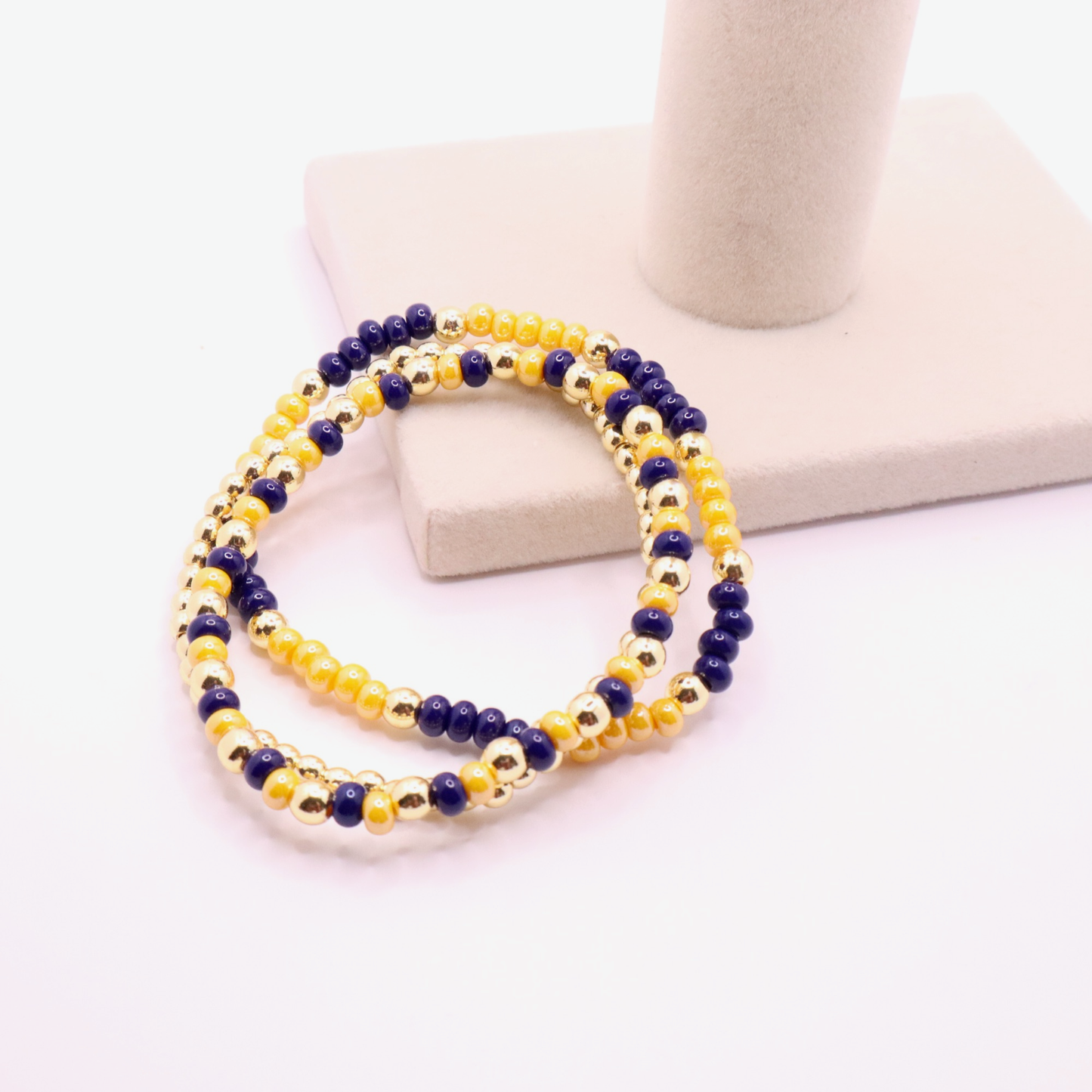 Navy and Gold Game Day Bracelet Stack | The Classic Game Day Collection