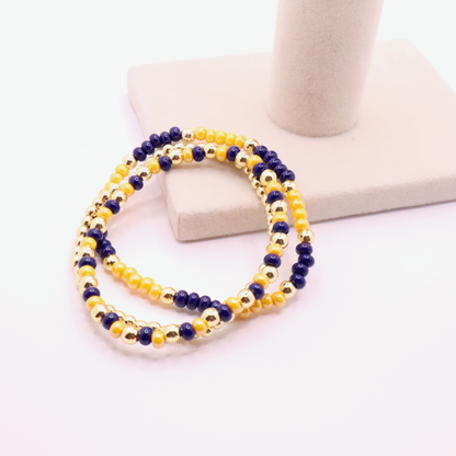 Navy and Gold Game Day Bracelet Stack | The Classic Game Day Collection