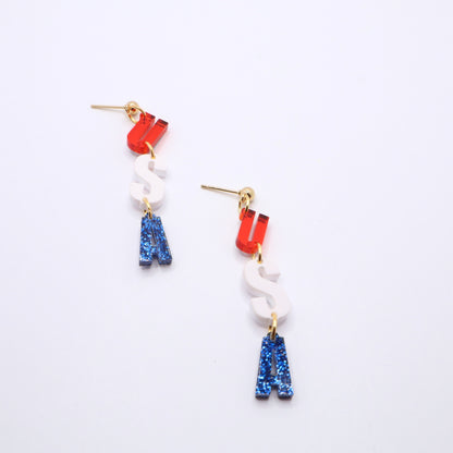 USA July Fourth Acrylic Earrings