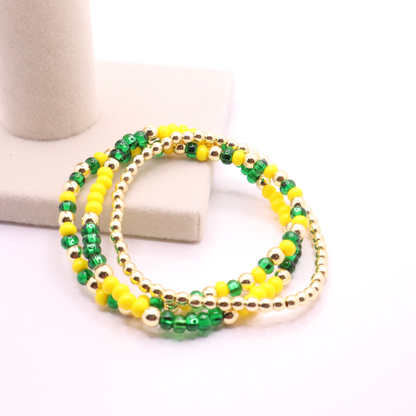 Green and Yellow Game Day Bracelet Stack | The Classic Game Day Collection