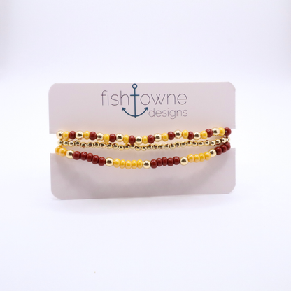 Burgundy and Gold Game Day Bracelet Stack | The Classic Game Day Collection