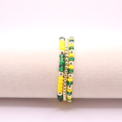 Green and Yellow Game Day Bracelet Stack | The Classic Game Day Collection