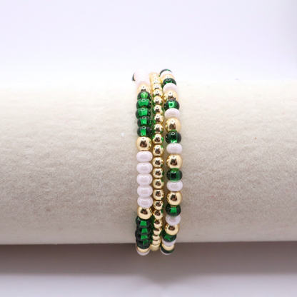 Green and White Game Day Bracelet Stack | The Classic Game Day Collection