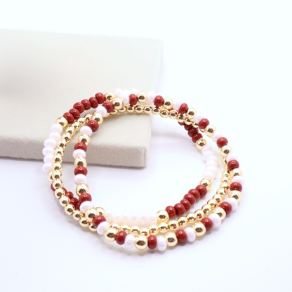 Burgundy and White Game Day Bracelet Stack | The Classic Game Day Collection