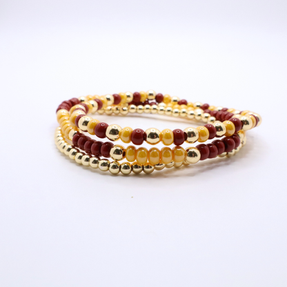 Burgundy and Gold Game Day Bracelet Stack | The Classic Game Day Collection