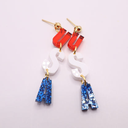 USA July Fourth Acrylic Earrings