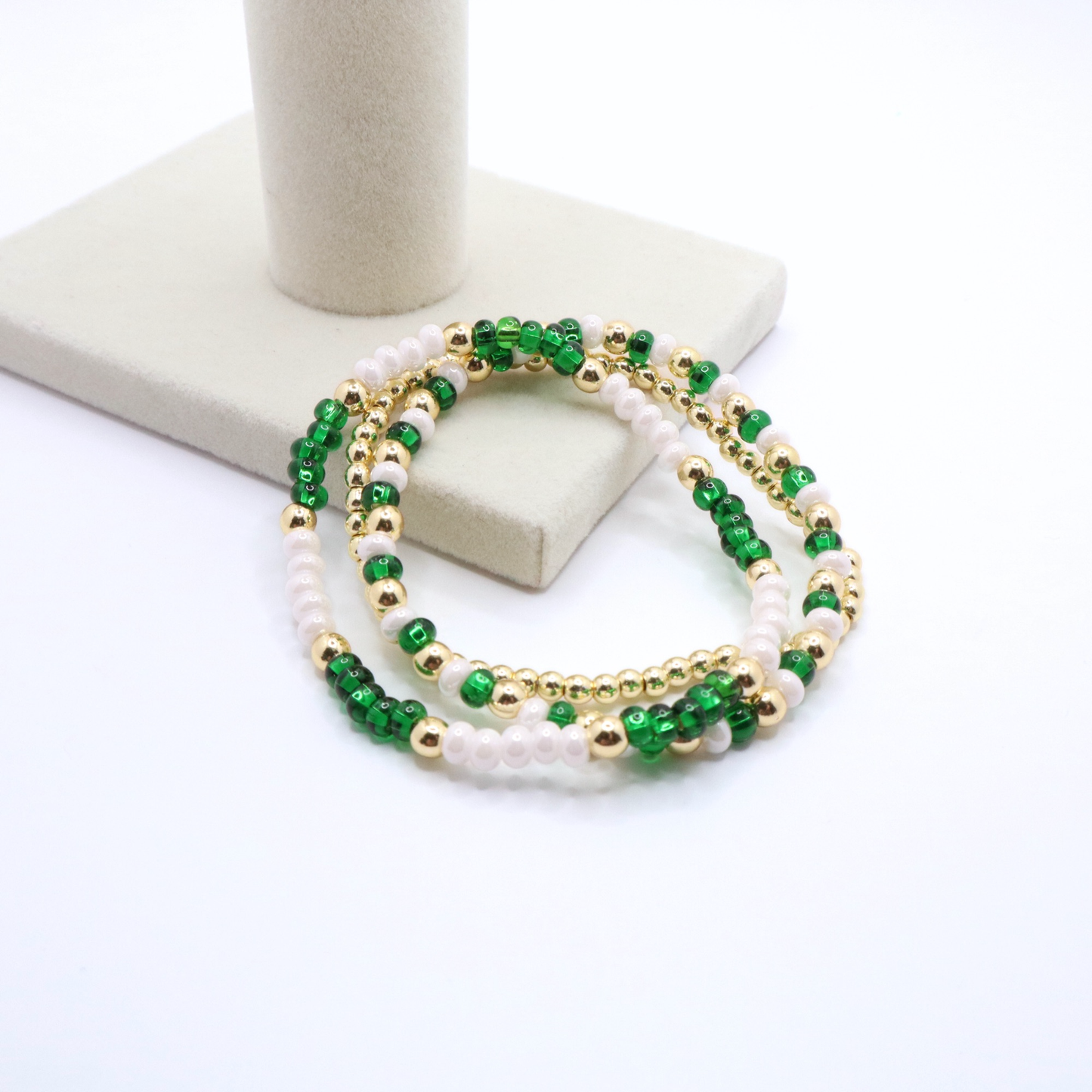 Green and White Game Day Bracelet Stack | The Classic Game Day Collection