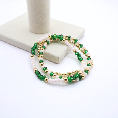 Green and White Game Day Bracelet Stack | The Classic Game Day Collection