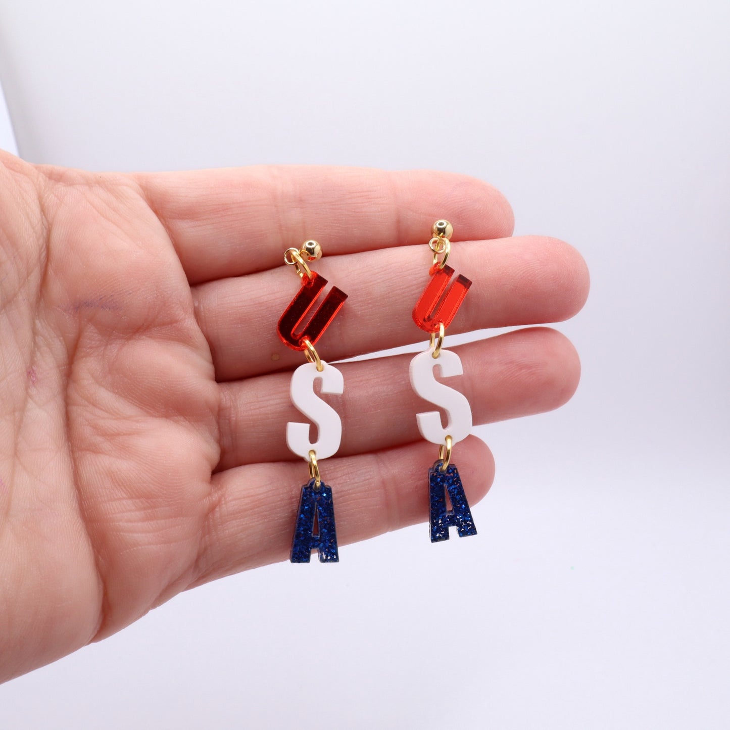 USA July Fourth Acrylic Earrings