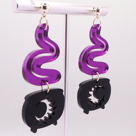 Witch’s Cauldron Halloween Acrylic Earrings