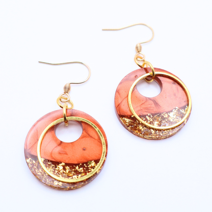 Copper and Gold Resin Earrings - Copper Sands