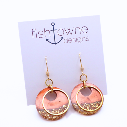 Copper and Gold Resin Earrings - Copper Sands