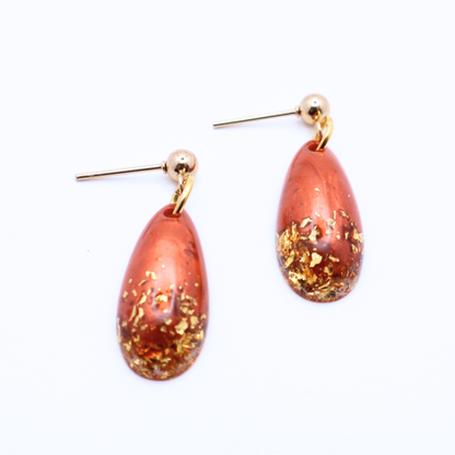 Copper and Gold Resin Earrings - Copper Sands