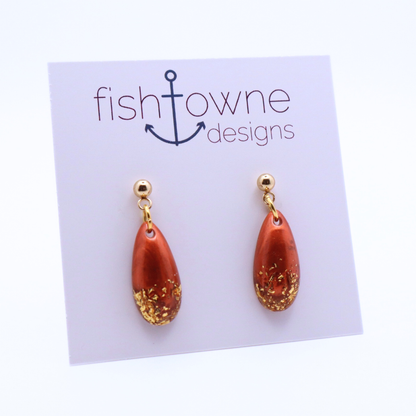 Copper and Gold Resin Earrings - Copper Sands