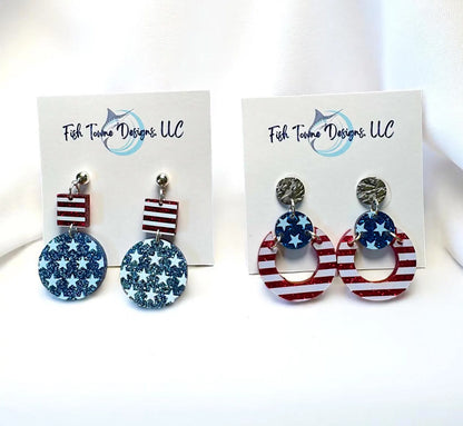Red and Blue Patriotic Earrings, July 4th Earrings, Memorial Day Jewelry