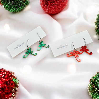 Festive Christmas Bow Hoop Earrings - Holiday Jewelry Gift