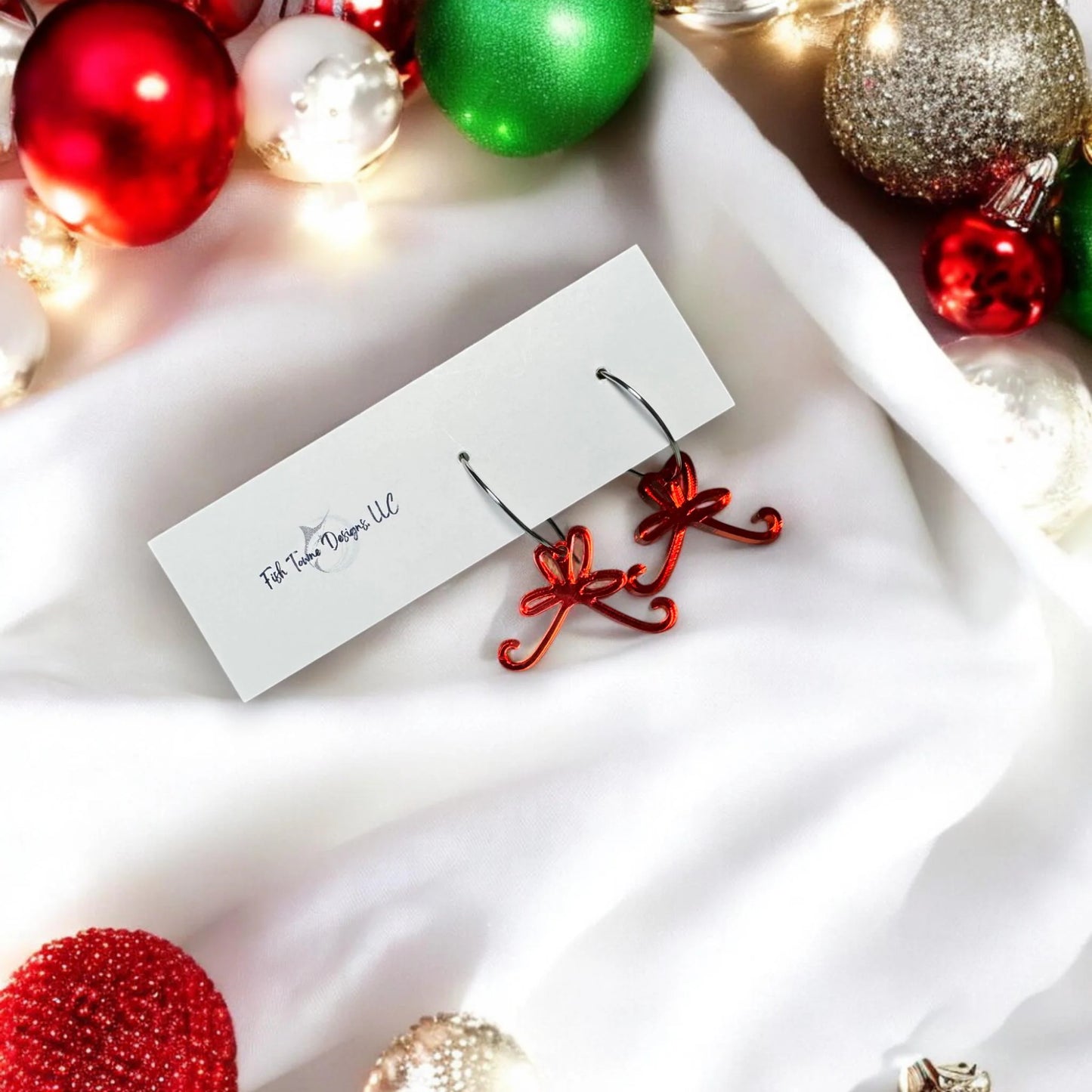 Festive Christmas Bow Hoop Earrings - Holiday Jewelry Gift