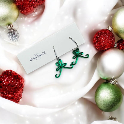 Festive Christmas Bow Hoop Earrings - Holiday Jewelry Gift