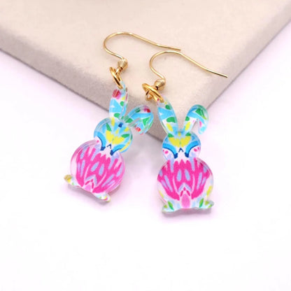 Handmade Acrylic Easter Bunny Earrings – Colorful Spring Jewelry