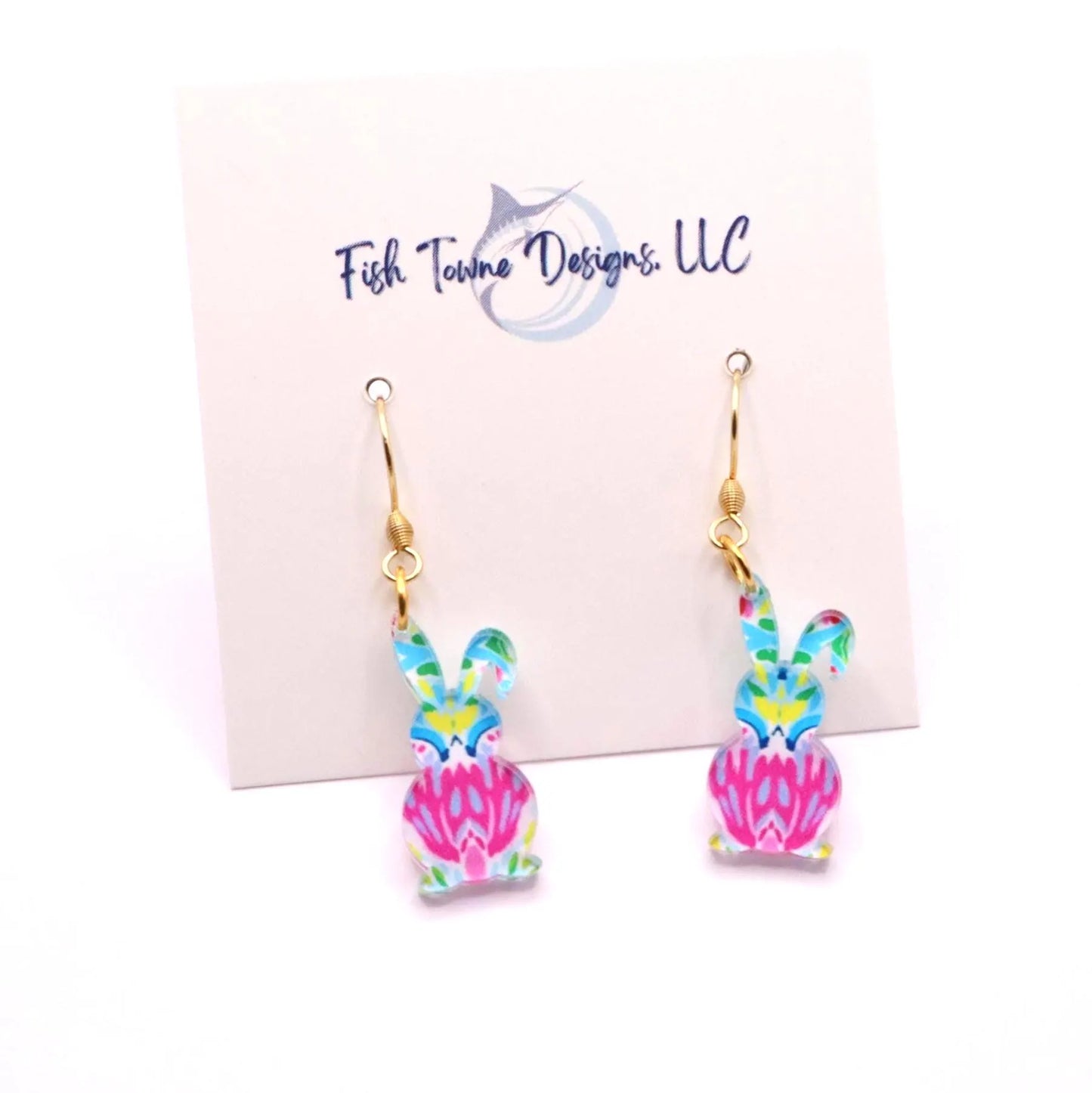 Handmade Acrylic Easter Bunny Earrings – Colorful Spring Jewelry