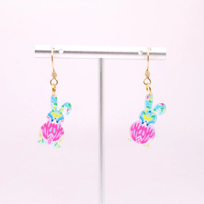 Handmade Acrylic Easter Bunny Earrings – Colorful Spring Jewelry