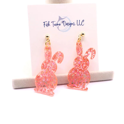 Glitter Acrylic Bunny Earrings – Glitter Easter Jewelry