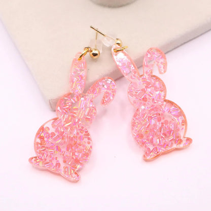 Glitter Acrylic Bunny Earrings – Glitter Easter Jewelry