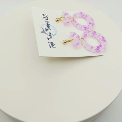 Lavender Floral Acrylic Dangle Earrings | Lightweight Summer Statement Jewelry