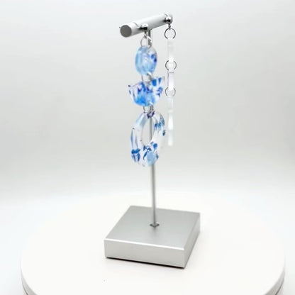 Santorini-Inspired Blue Floral Dangles
